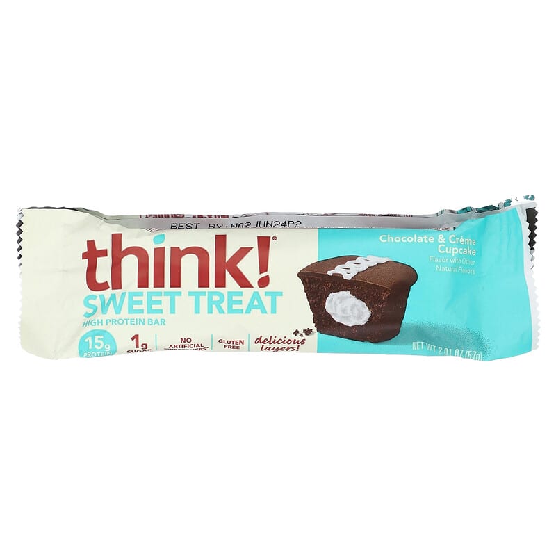 Think!, Desserts, High Protein Bars, Chocolate &amp; Cream Cupcakes, 5 Bars, 2.01 oz (57 g) 
