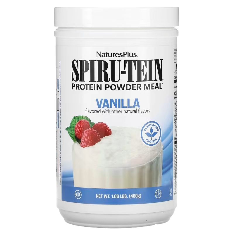 NaturesPlus, Spiru-Tein，蛋白質粉代餐，香草味，1.06 磅（480 克）