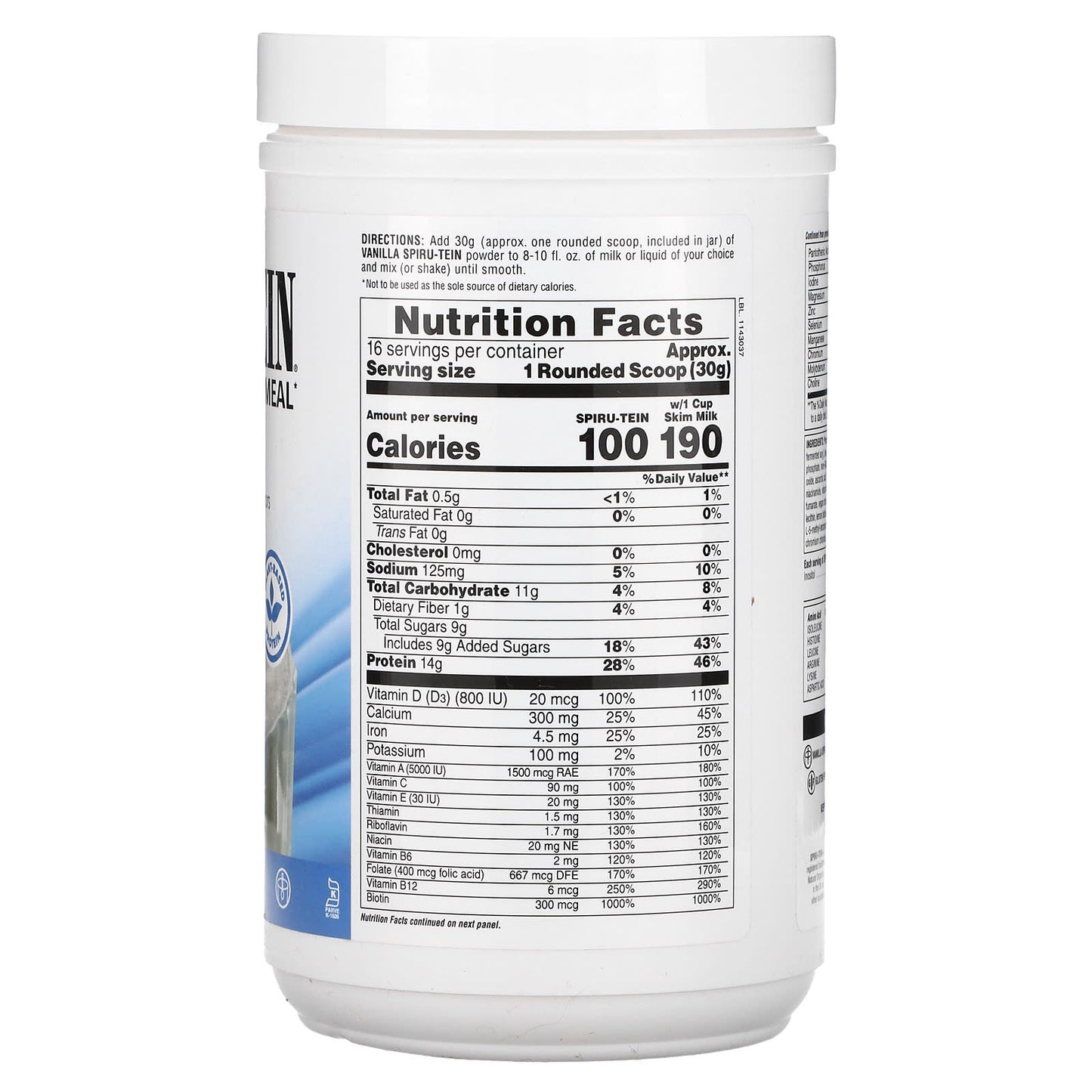 NaturesPlus, Spiru-Tein，蛋白質粉代餐，香草味，1.06 磅（480 克）